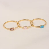 Gümüş Yüzük - 0.50 Karat Oval Sade Minimal Firuze (Turkuaz) 925 Ayar Tektaş Gümüş Yüzük - 6