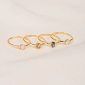 Gümüş Yüzük - 0.30 Karat Zultanit Tria Evlilik Teklifi Gümüş Yüzük - Doğal Taş Tria Gümüş Yüzük - 5