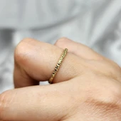 Gümüş Yüzük - Dövülü Model İnce Zarif Tasarım 925 Ayar Gümüş Alyans - 5