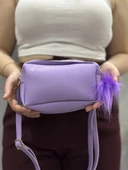 BİÇOMİ Ponpon mor cilt çanta thumbnail 5