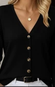 MDB Kasın Uzun Kollu önü Düğmeli Kısa Hırka thumbnail 3
