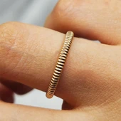 Gümüş Yüzük - Yay Taşsız Minimal Tasarım 925 Ayar Gümüş Evlilik Alyansı - 6