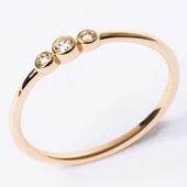 Gümüş Yüzük - Tria Swarovski Taşlı Modern Evlilik Teklifi Yüzüğü - Minimal Hediyelik Gümüş Yüzük - 4