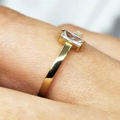 Gümüş Yüzük - Baget Tasarım Signity Swaroski (Zirkon) Taşlı Tek Taş 925 Ayar Gümüş Yüzük thumbnail 7