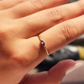 Gümüş Yüzük - Mekik Lacivert Mineli Göz Gümüş Yüzük-Minimal Tektaş Tasarım Nazar Boncuğu Gümüş Yüzük thumbnail 4