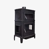 TDS Plazma X Fırınlı, Yan Kapaklı,Yan Camlı,  Alttan Küllüklü Döküm Şömine Soba thumbnail 4