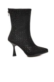 Ayakmod Siyah Taş İşlemeli İnce Topuklu İçi Kürklü Kadın Çizme 671131 Z - 2