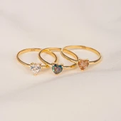 Gümüş Yüzük - 0.60 Karat Zultanit Taşlı Kalp Tektaş Evlilik Teklifi 925 Ayar Gümüş Yüzük - 6