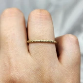 Gümüş Yüzük - Dövülü Model İnce Zarif Tasarım 925 Ayar Gümüş Alyans - 2