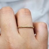 Gümüş Yüzük - Dövülü Model İnce Zarif Tasarım 925 Ayar Gümüş Alyans - 7