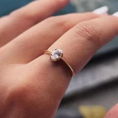 0.90 Karat Signity Swaroski Tektaş Evlilik Teklifi Pırlanta Montörü Tektaş 925 Ayar Gümüş Tarz Yüzük thumbnail 9