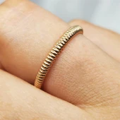 Gümüş Yüzük - Yay Taşsız Minimal Tasarım 925 Ayar Gümüş Evlilik Alyansı - 8