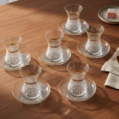 GÜRAL PORSELEN Güral Cam 12 Parça 6 Kişilik Elit Çay Takımı Altın thumbnail 2