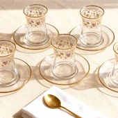 GÜRAL PORSELEN Güral Cam 12 Parça 6 Kişilik Çay Takımı Mor Çiçek thumbnail 3