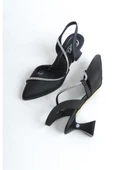 Papuç Sepeti 028 Kadın Taş Detaylı Arkası Açık 6 Cm Topuklu Ayakkabı thumbnail 4