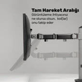 NPO STD55024S Basic 17"-32" Geniş Aralıklı Hareketli VESA Çift Kol Monitör Tutucu thumbnail 4