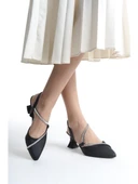 Papuç Sepeti 028 Kadın Taş Detaylı Arkası Açık 6 Cm Topuklu Ayakkabı thumbnail 8