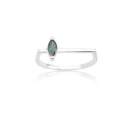 925 Ayar Gümüş Yüzük - Markiz Çizgi 0.20 Karat Mistik Topaz Taşlı İnce Minimal Gümüş Yüzük - 10