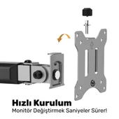 NPO STD55024S Basic 17"-32" Geniş Aralıklı Hareketli VESA Çift Kol Monitör Tutucu thumbnail 6