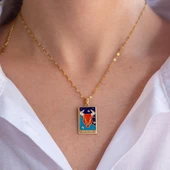 Çelik Kolye, Altın Kaplama Boğa Burcu Kadın Kolye K-137 thumbnail 3
