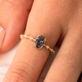 Gümüş Yüzük - Mini Mistik Topaz İhtişamı Kadın 925 Ayar Gümüş Evlilik Teklifi Yüzüğü - 1