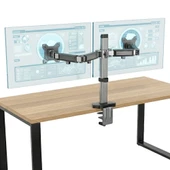 NPO STD55024S Basic 17"-32" Geniş Aralıklı Hareketli VESA Çift Kol Monitör Tutucu thumbnail 1