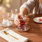 GÜRAL PORSELEN Güral Cam 12 Parça 6 Kişilik Elit Çay Takımı Altın thumbnail 4