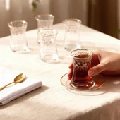 GÜRAL PORSELEN Güral Cam 12 Parça 6 Kişilik Çay Takımı Mor Çiçek thumbnail 4