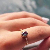 Gümüş Yüzük - Mini Mistik Topaz İhtişamı Kadın 925 Ayar Gümüş Evlilik Teklifi Yüzüğü - 4