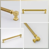 Talas 224 mm Tırtıklı Gold Altın Metal Kulp Kapak Kulpu Dayanıklı Mobilya Çekmece Dolap Kulpları thumbnail 7