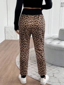 MDB Kadın Yüksek Bel Bağcıklı Desenli Iki Iplik Pantolon thumbnail 7