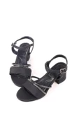 Papuç Sepeti 411 Kadın Taş Detaylı 6 Cm Topuklu Sandalet Ayakkabı - 7