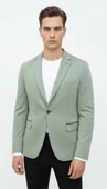 Plus Scorpion Haki Erkek İtalyan Kesim Blazer Ceket – Kol Yamali, Slim Fit, Şık ve Modern Tasarım thumbnail 1