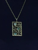 Doğal Taş Yeşil Akik 3'lü Doğal Taşlı Antik Kadın Kolye euk45ya thumbnail 1