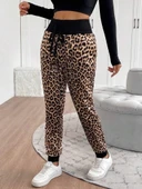 MDB Kadın Yüksek Bel Bağcıklı Desenli Iki Iplik Pantolon thumbnail 4