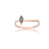 925 Ayar Gümüş Yüzük - Markiz Çizgi 0.20 Karat Mistik Topaz Taşlı İnce Minimal Gümüş Yüzük - 1