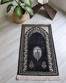 Çeyizlik Hediyelik Seccade Eşarp Tesbih Set – Kadife Astarlı Seccade, Eşarp, Kristal Tesbih Kutulu Lüks Hediye Seti thumbnail 12