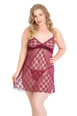 Amora Secret Büyük Beden Bordo Kısa Tül Gecelik thumbnail 1