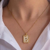 Çelik Kolye, Altın Kaplama Balık Burcu Kadın KolyeK-104 thumbnail 3