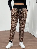 MDB Kadın Yüksek Bel Bağcıklı Desenli Iki Iplik Pantolon thumbnail 2