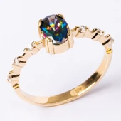 Gümüş Yüzük - Mini Mistik Topaz İhtişamı Kadın 925 Ayar Gümüş Evlilik Teklifi Yüzüğü - 3