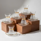 GÜRAL PORSELEN Güral Cam 12 Parça 6 Kişilik Elit Çay Takımı Altın thumbnail 3