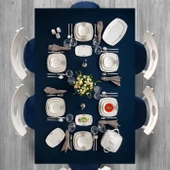 Emsan New Yasemin Porselen 60 Parça 12 Kişilik Yarım Kare Yemek Takımı Platin thumbnail 3