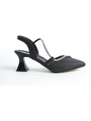 Papuç Sepeti 028 Kadın Taş Detaylı Arkası Açık 6 Cm Topuklu Ayakkabı thumbnail 6