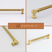 Talas 224 mm Tırtıklı Gold Altın Metal Kulp Kapak Kulpu Dayanıklı Mobilya Çekmece Dolap Kulpları thumbnail 3