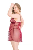 Amora Secret Büyük Beden Bordo Kısa Tül Gecelik thumbnail 3