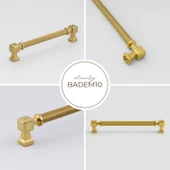 Talas 224 mm Tırtıklı Gold Altın Metal Kulp Kapak Kulpu Dayanıklı Mobilya Çekmece Dolap Kulpları thumbnail 2
