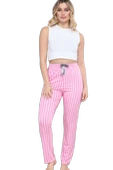 Pijama Altı Modal  Ring Viskon Kumaş Çizgili-Pembe - 1