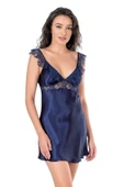 Amora Secret Lacivert Kısa Saten Gecelik thumbnail 2
