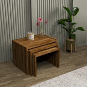 Vera 3'lü Zigon Sehpa , Servis Sehpası Sandık (Ceviz) thumbnail 2